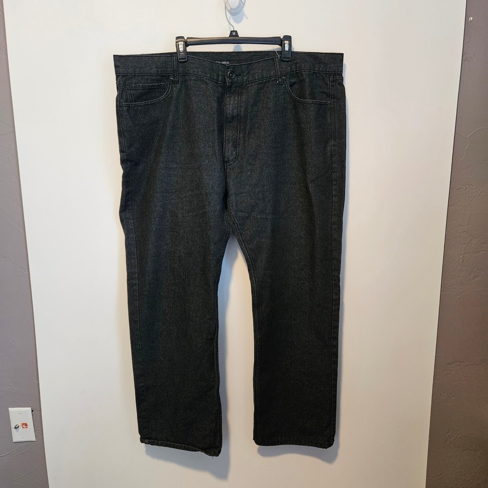 Rocawear Classic Fit Black Denim Jeans 48x34 Red Logo Embroidered Y2K Streetwear